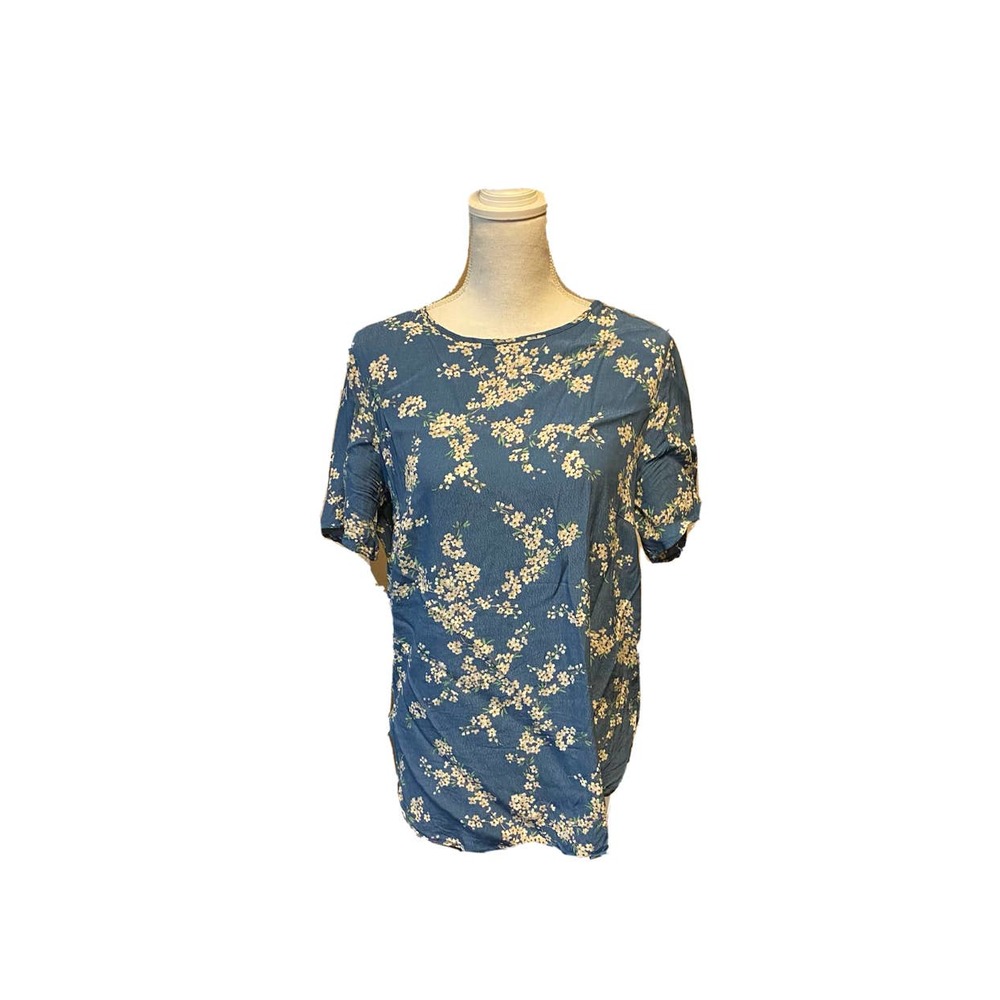 GP & J Baker H&M Short Sleeve T-Shirt Size 10 Blue Vintage Floral Print NWOT